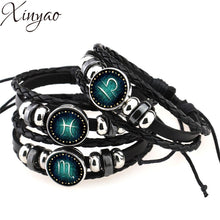 2016 Virgo/Sagittarius/Aquarius/Scorpio/Libra/Capricorn 12 Constellation Bracelet Men Women Braided Leather Bracelets & Bangles