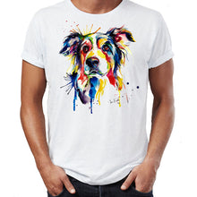 T Shirts 2017 Brand Clothes Slim Fit Printing Gildan O-Neck Short Border Collie Watercolour Art Dog New Style Tee Shirt For Men
