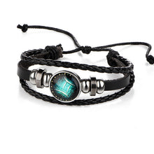 17KM Constellation Button Leather Love Bracelets for Women Man Multiple Layer Button Scorpio Aquarius Bracelet Bangles Jewelry