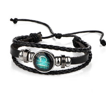 17KM Constellation Button Leather Love Bracelets for Women Man Multiple Layer Button Scorpio Aquarius Bracelet Bangles Jewelry