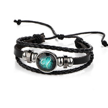 17KM Constellation Button Leather Love Bracelets for Women Man Multiple Layer Button Scorpio Aquarius Bracelet Bangles Jewelry