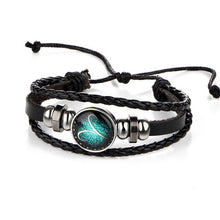 17KM Constellation Button Leather Love Bracelets for Women Man Multiple Layer Button Scorpio Aquarius Bracelet Bangles Jewelry