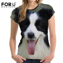 FORUDESIGNS 2017 New Arrival Women T-shirt Female T Shirts Harajuku Border Collie Tops TShirts Feminine Tees Novelty T Shirt
