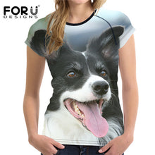 FORUDESIGNS 2017 New Arrival Women T-shirt Female T Shirts Harajuku Border Collie Tops TShirts Feminine Tees Novelty T Shirt