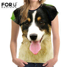 FORUDESIGNS 2017 New Arrival Women T-shirt Female T Shirts Harajuku Border Collie Tops TShirts Feminine Tees Novelty T Shirt
