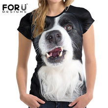FORUDESIGNS 2017 New Arrival Women T-shirt Female T Shirts Harajuku Border Collie Tops TShirts Feminine Tees Novelty T Shirt