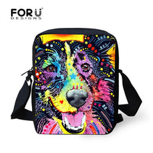 FORUDESIGNS Handle Painting Women Messenger Bags Cute Border Collie Dog Woman Shoulder Cross-body Bag Travel Tote Bolsa Feminina