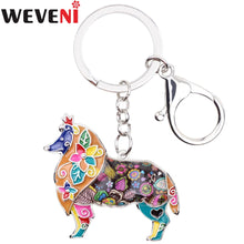 WEVENI Enamel Alloy Polished Border Collie Dog Key Chain Key Ring For Women/Man Handbag Charm Keychain Jewelry Accessories