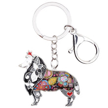 WEVENI Enamel Alloy Polished Border Collie Dog Key Chain Key Ring For Women/Man Handbag Charm Keychain Jewelry Accessories