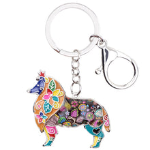 WEVENI Enamel Alloy Polished Border Collie Dog Key Chain Key Ring For Women/Man Handbag Charm Keychain Jewelry Accessories