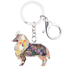 WEVENI Enamel Alloy Polished Border Collie Dog Key Chain Key Ring For Women/Man Handbag Charm Keychain Jewelry Accessories