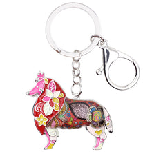 WEVENI Enamel Alloy Polished Border Collie Dog Key Chain Key Ring For Women/Man Handbag Charm Keychain Jewelry Accessories
