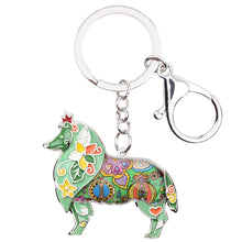 WEVENI Enamel Alloy Polished Border Collie Dog Key Chain Key Ring For Women/Man Handbag Charm Keychain Jewelry Accessories